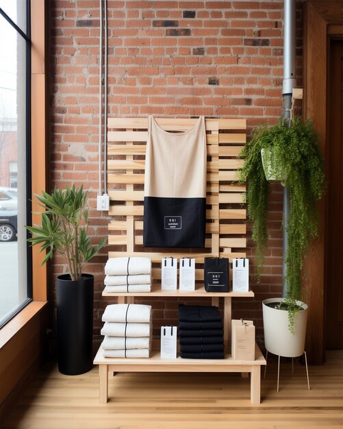 Wooden stand for towels generated by AI