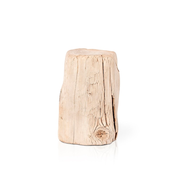 Wooden stump isolated on white background