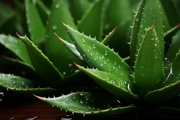 Foto abbondanza di aloe vera di superficie in legno