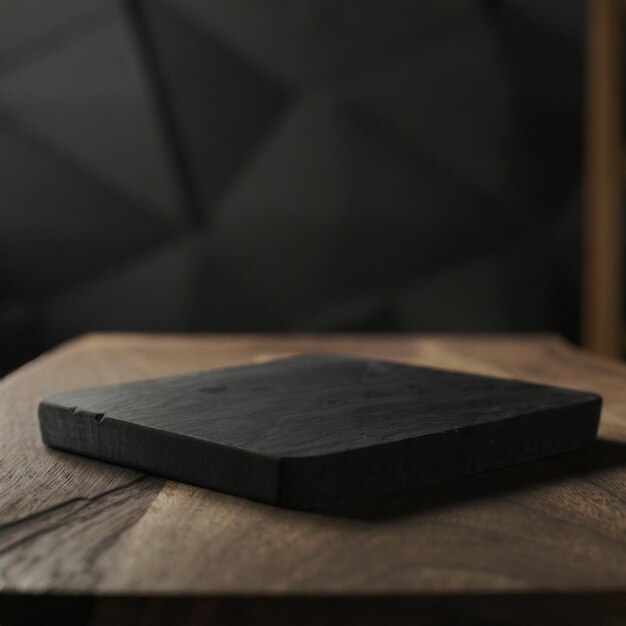 Деревянный стол с черной каменной доской для резки