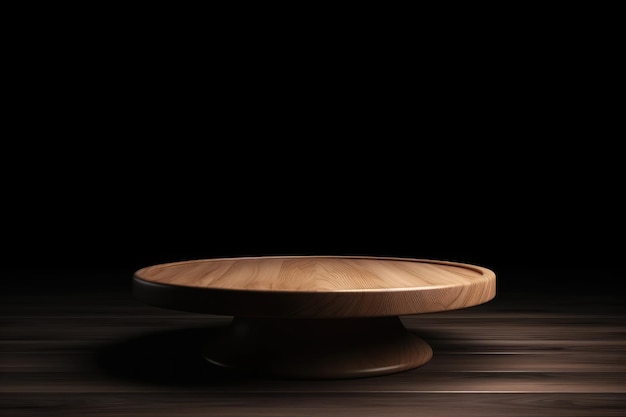 Wooden table against dark background AI generated