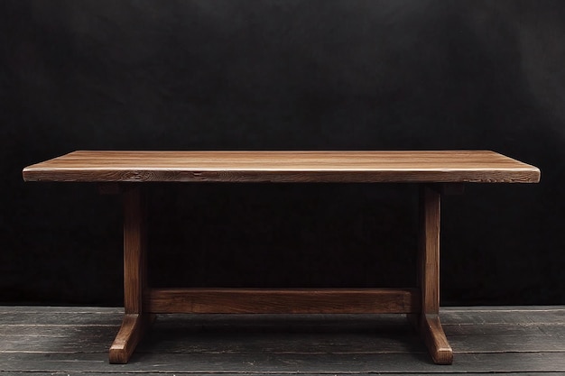 wooden table against dark background