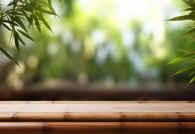 竹の植物の背景の木製のテーブル リアルな画像 ウルトラHDハイデザイン 非常に詳細