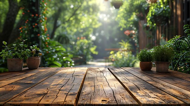 Wooden table on a beautiful blurred background