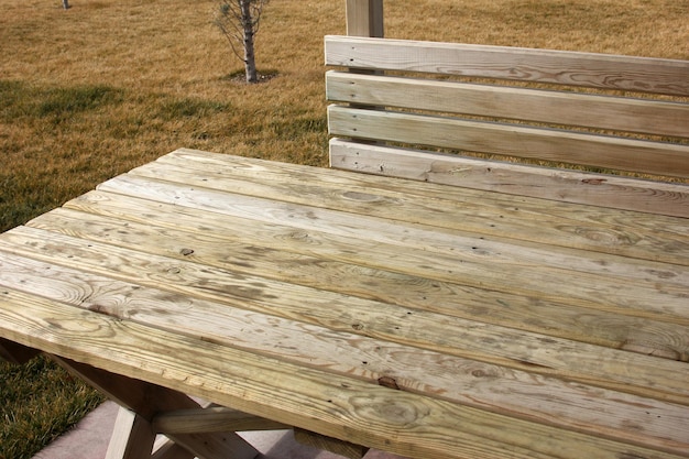 wooden table and bench