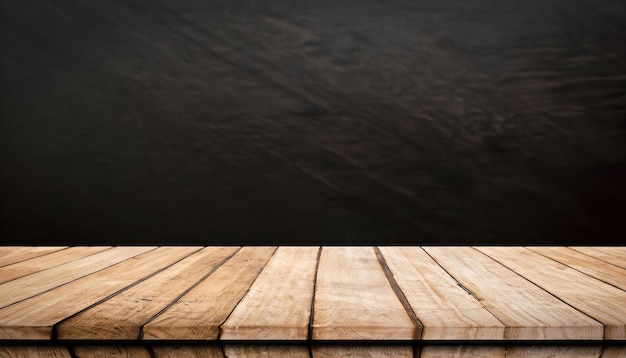 黒い背景に木製のテーブル ブラックフライデーのコンセプト