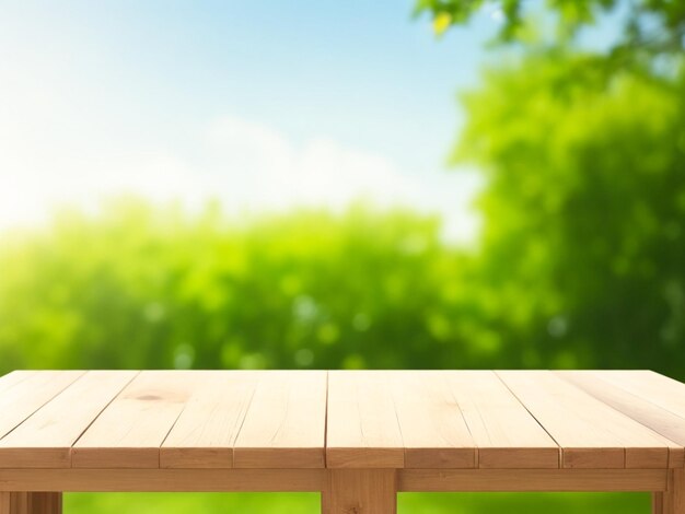 wooden table Blur background