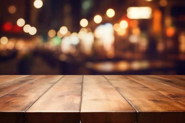 wooden table bokeh background