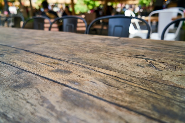 Wooden table in the cafe