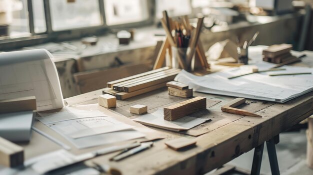 Wooden Table Covered With Various Wooden Items