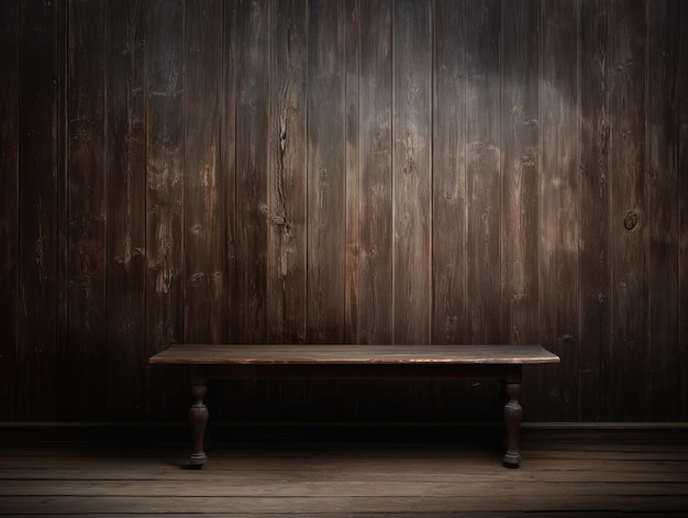 Wooden table in a dark room