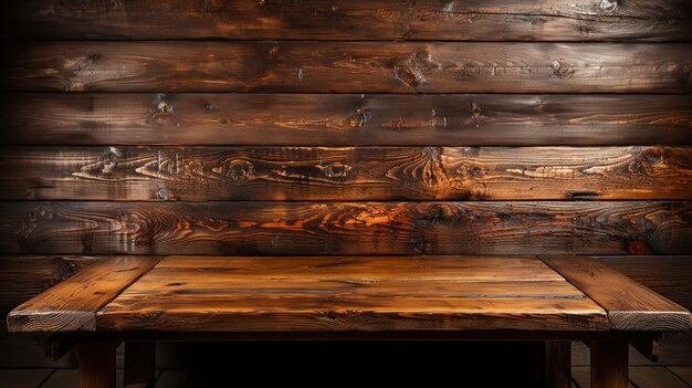 Photo wooden table in dark room