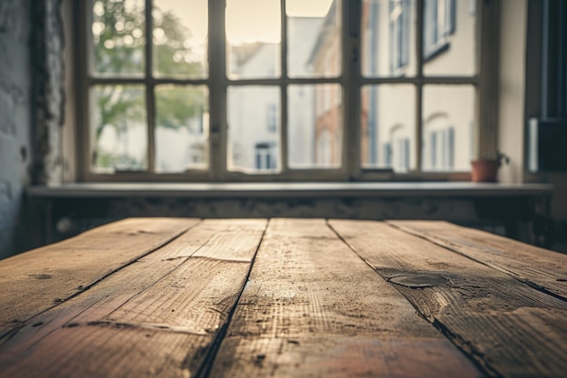 Wooden Table in Front of Window