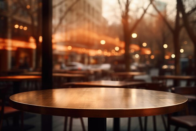 Wooden table in front of window