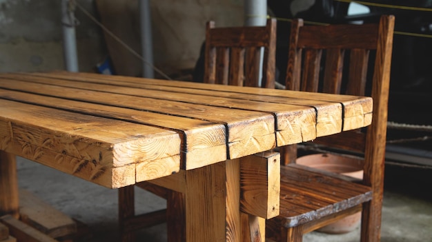 Wooden table at home Natural wooden table