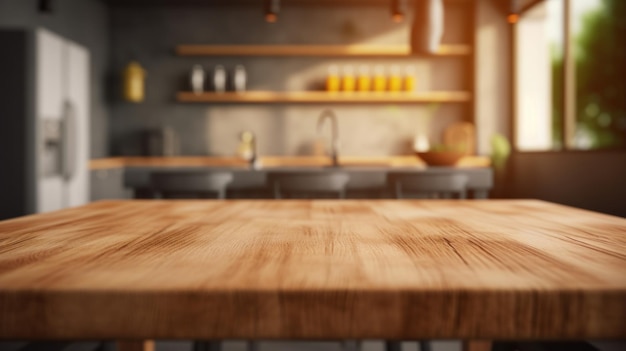 A wooden table isolated with blured backgorund