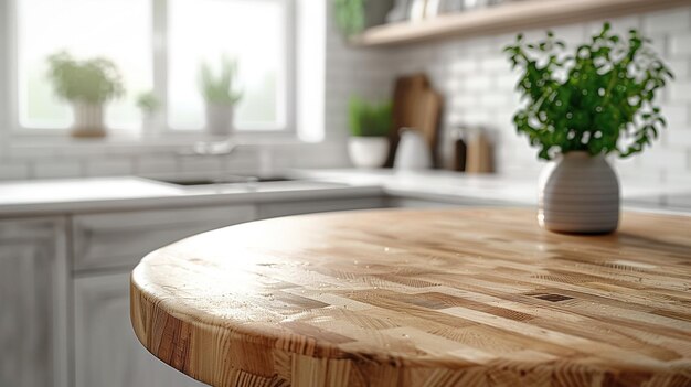 Wooden Table in Kitchen by Window