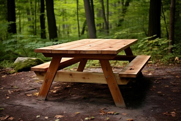 Wooden Table on Picnic Spot Generative AI