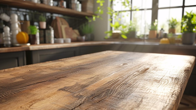 Wooden Table Rests in Kitchen Serenity