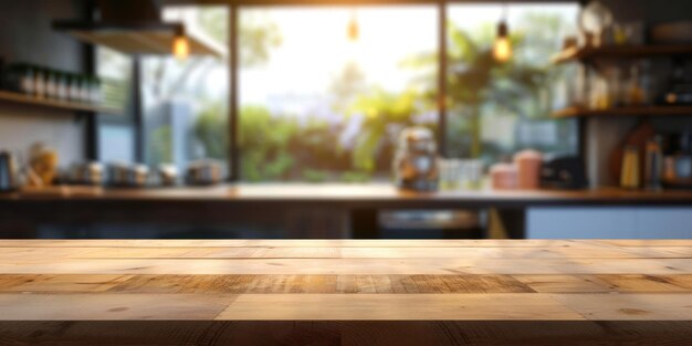 Wooden Table Top in Front of Window