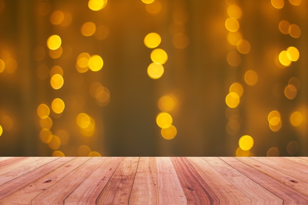 Wooden table top at night in the background 