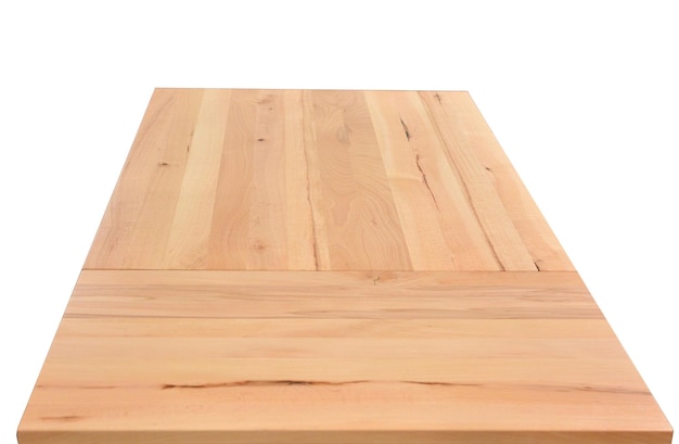 Foto superficie di tavolo in legno isolata su sfondo bianco mobili in legno massiccio vista ravvicinata illustrazione 3d