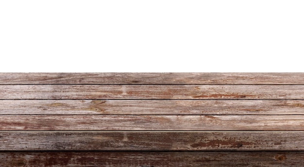 白い背景の上に木製のテーブル