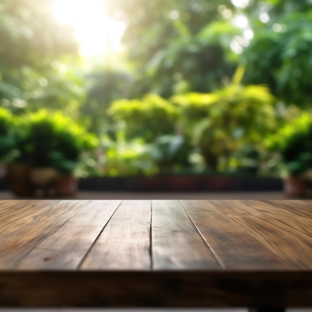 wooden table top with blur background of restaurant