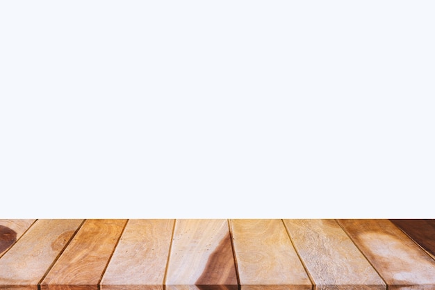 Wooden table on a white background, used for display products