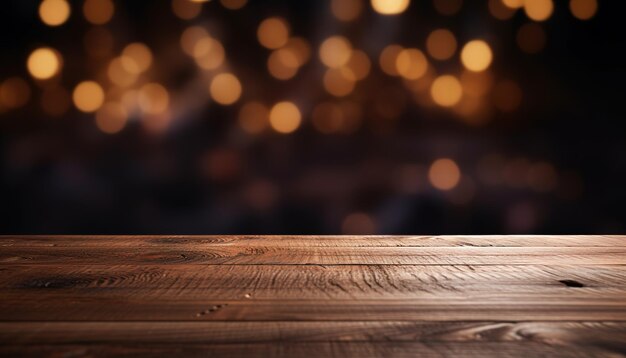 Wooden Table with Beautiful Bokeh