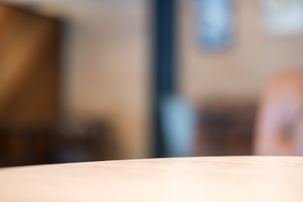 wooden table with blur background