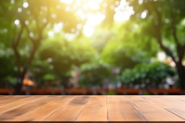 a wooden table with a blurred background