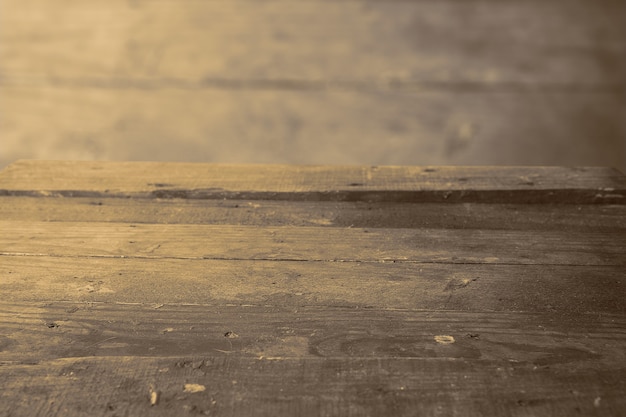 Wooden table with blurred background