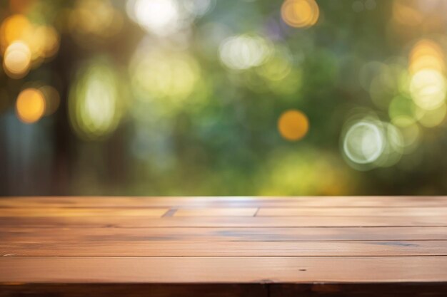 Photo wooden table with blurred background