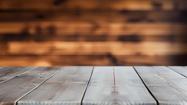 A wooden table with a blurry wooden background