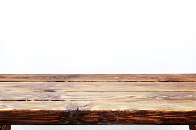 wooden table with bright white background