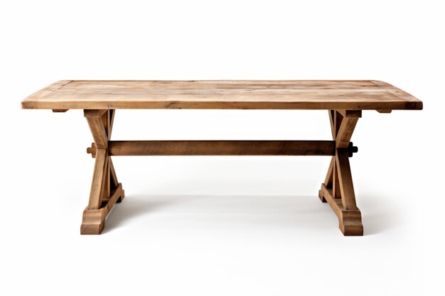 Photo a wooden table with a cross leg base