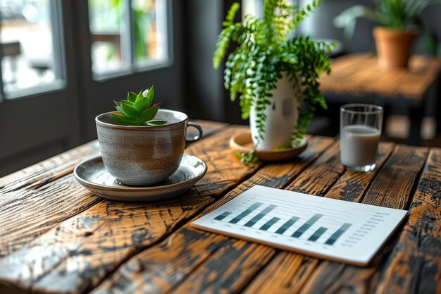 Wooden Table With Cup of Coffee