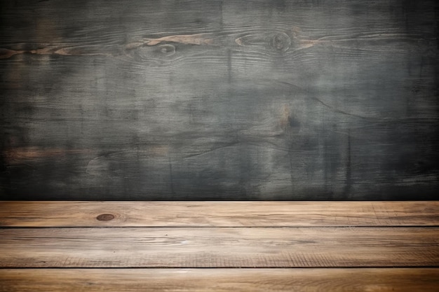 Wooden table with a dark background