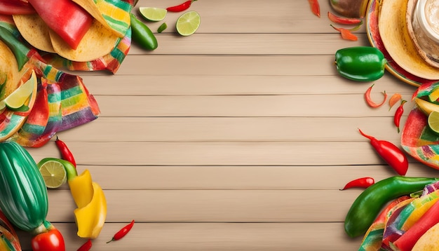 a wooden table with food and vegetables on it and a place for a text that says  food