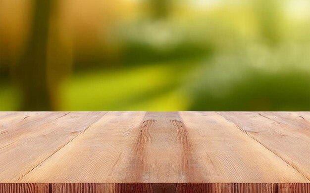 녹색 배경과 음식이라는 단어가 있는 나무 테이블.