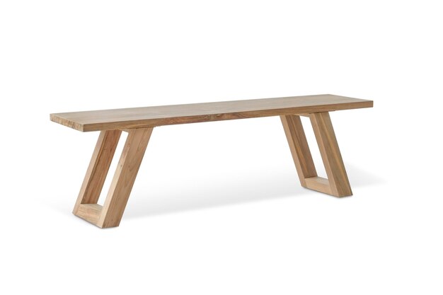 Photo a wooden table with a single bench.