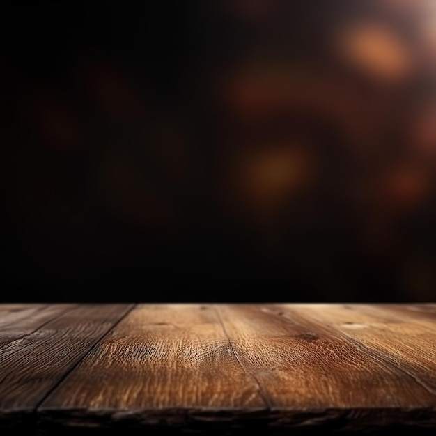 A wooden table with a spotlight on it