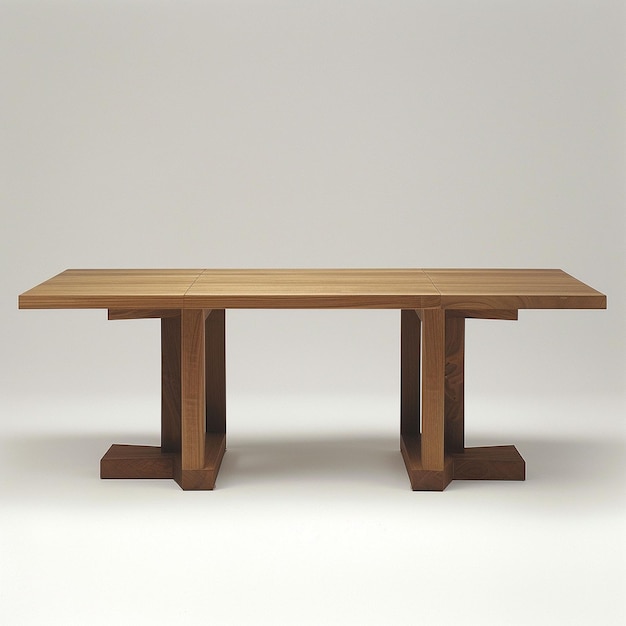 Wooden Table With Two Legs on White Background