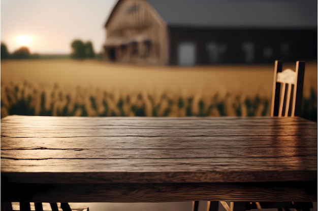 Photo wooden table with unfocused backgorund