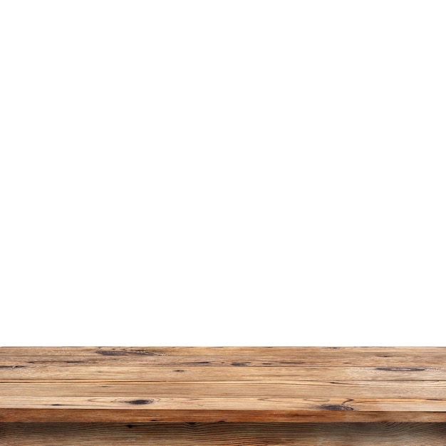 wooden table with white background