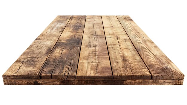 Wooden tabletop isolated on white background Empty rustic wood table Generative Ai