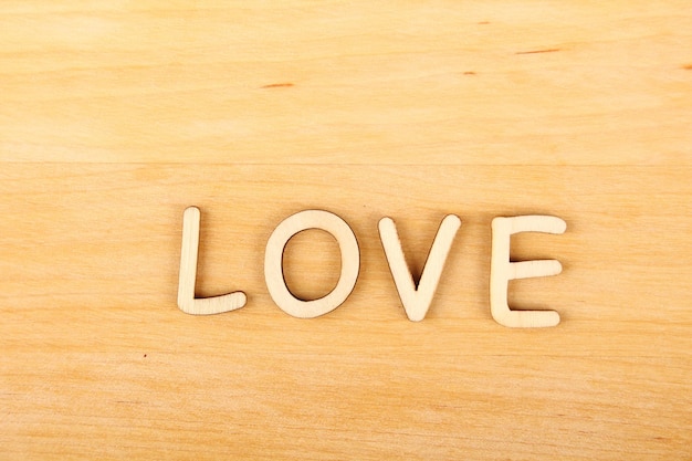 Wooden text quotLovequot Letters on a wooden background