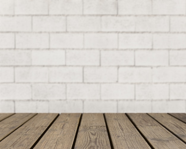 Wooden texture looking out to rough brick wall