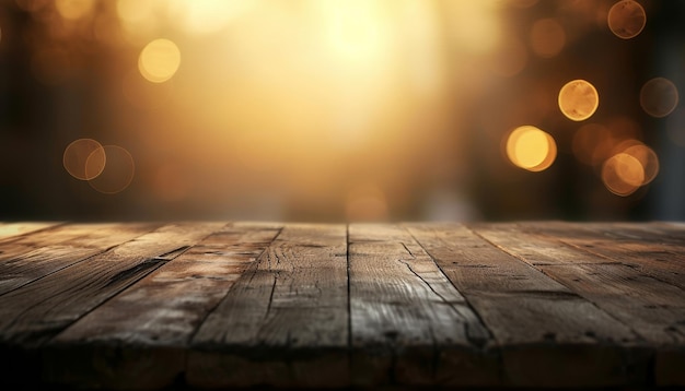 Wooden texture table top on blurred nature with bokeh light Congratulation Festive Christmas